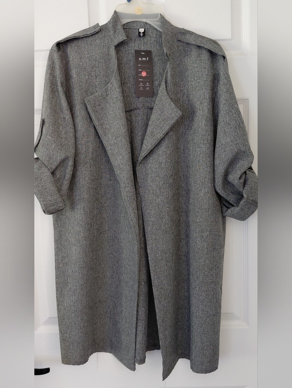 NWT Women's Gray Open-Front Trench Looking Coat
